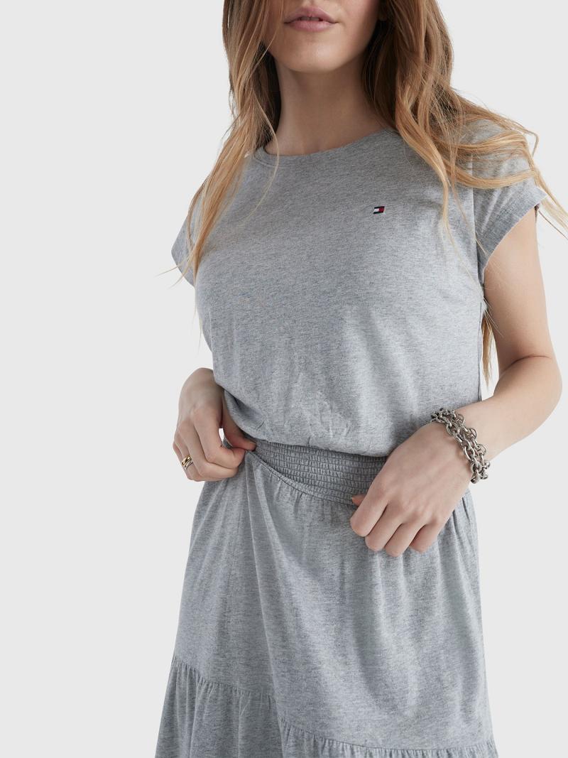 Női Tommy Hilfiger Cap-Sleeve T-Shirt Dresses Szürke | HU 46LIS